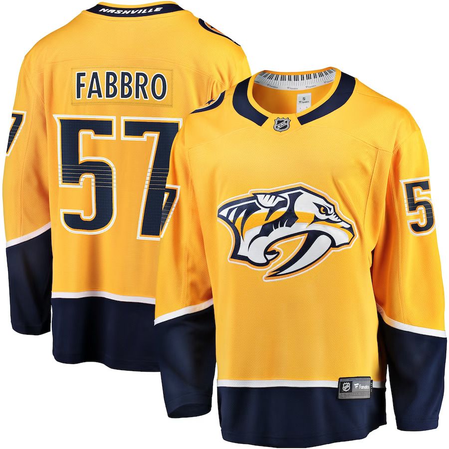 Men Nashville Predators #57 Dante Fabbro Fanatics Branded Gold Replica Player NHL Jersey